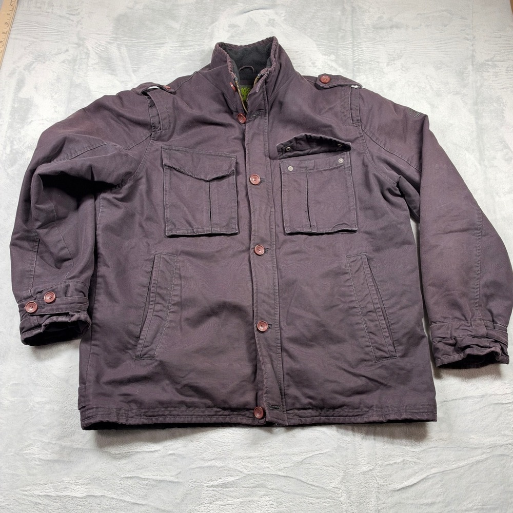 Timberland Earthkeepers Field Jacket Mens L Purple Organic Cotton Fleece Lined